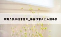 黑客入侵手机干什么_黑客技术入门入侵手机