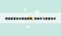 初级黑客技术教程视频_初级学习黑客技术