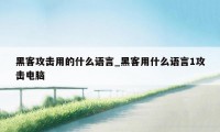 黑客攻击用的什么语言_黑客用什么语言1攻击电脑