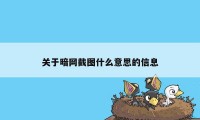 关于暗网截图什么意思的信息