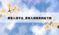 黑客入侵平台_黑客入侵辣条网站下载