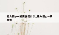 能入侵gov的黑客是什么_能入侵gov的黑客