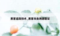 黑客追踪技术_黑客攻击溯源取证