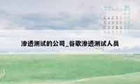 渗透测试的公司_谷歌渗透测试人员