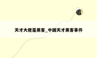 天才大佬是黑客_中国天才黑客事件