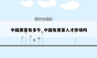 中国黑客有多牛_中国有黑客人才市场吗