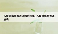 入侵网络黑客违法吗判几年_入侵网络黑客违法吗