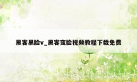 黑客黑脸v_黑客变脸视频教程下载免费