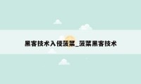 黑客技术入侵菠菜_菠菜黑客技术