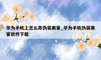 华为手机上怎么弄伪装黑客_华为手机伪装黑客软件下载