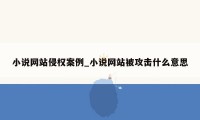 小说网站侵权案例_小说网站被攻击什么意思