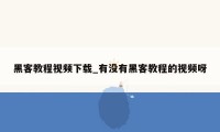 黑客教程视频下载_有没有黑客教程的视频呀