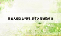 黑客入侵怎么判刑_黑客入侵建设审批