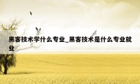 黑客技术学什么专业_黑客技术是什么专业就业