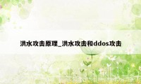 洪水攻击原理_洪水攻击和ddos攻击