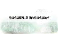 网络攻防原理_常见的网络攻防技术