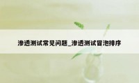 渗透测试常见问题_渗透测试冒泡排序