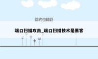 端口扫描攻击_端口扫描技术是黑客