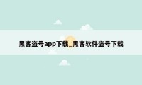 黑客盗号app下载_黑客软件盗号下载