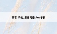 黑客 手机_黑客网络plue手机