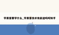 学黑客要学什么_学黑客技术有前途吗吗知乎