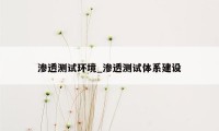 渗透测试环境_渗透测试体系建设
