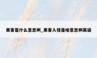 黑客是什么意思啊_黑客入侵是啥意思啊英语