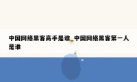 中国网络黑客高手是谁_中国网络黑客第一人是谁