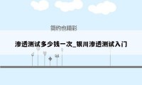 渗透测试多少钱一次_银川渗透测试入门