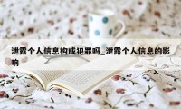 泄露个人信息构成犯罪吗_泄露个人信息的影响