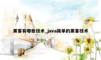 黑客有哪些技术_java简单的黑客技术