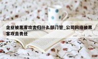 企业被黑客攻击归什么部门管_公司网络被黑客攻击责任