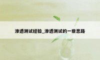 渗透测试经验_渗透测试的一些思路