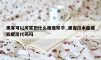 黑客可以厉害到什么程度知乎_黑客技术能摧毁底层代码吗