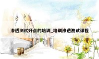 渗透测试好点的培训_培训渗透测试课程