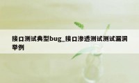 接口测试典型bug_接口渗透测试测试漏洞举例