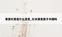 黑客红客是什么意思_红衣黑客属于中国吗
