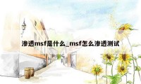 渗透msf是什么_msf怎么渗透测试