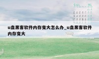 u盘黑客软件内存变大怎么办_u盘黑客软件内存变大