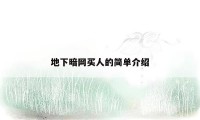 地下暗网买人的简单介绍
