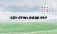 渗透测试干嘛的_渗透测试好难啊