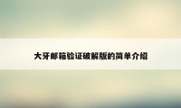 大牙邮箱验证破解版的简单介绍