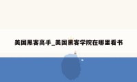 美国黑客高手_美国黑客学院在哪里看书