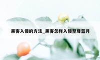 黑客入侵的方法_黑客怎样入侵至尊蓝月