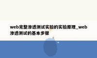 web完整渗透测试实验的实验原理_web渗透测试的基本步骤