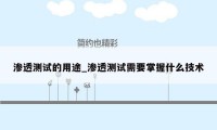 渗透测试的用途_渗透测试需要掌握什么技术