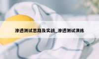 渗透测试思路及实战_渗透测试演练