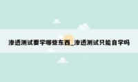 渗透测试要学哪些东西_渗透测试只能自学吗