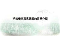 手机暗网真实截图的简单介绍
