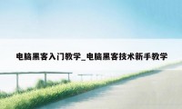 电脑黑客入门教学_电脑黑客技术新手教学
